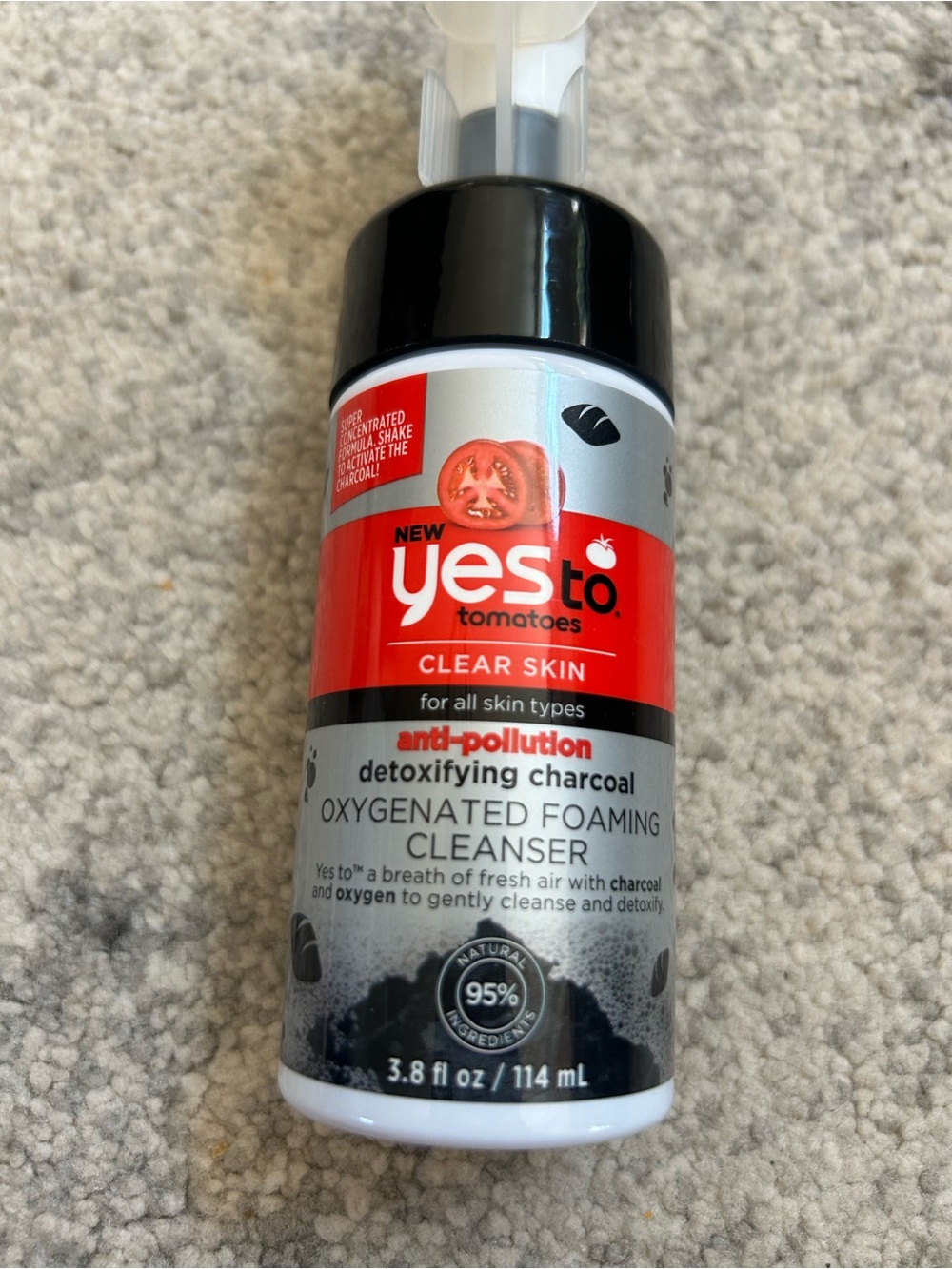 Yes To Tomatoes Detoxifying Charcoal Oxygenated Foaming Cleanser 3.8 oz New
